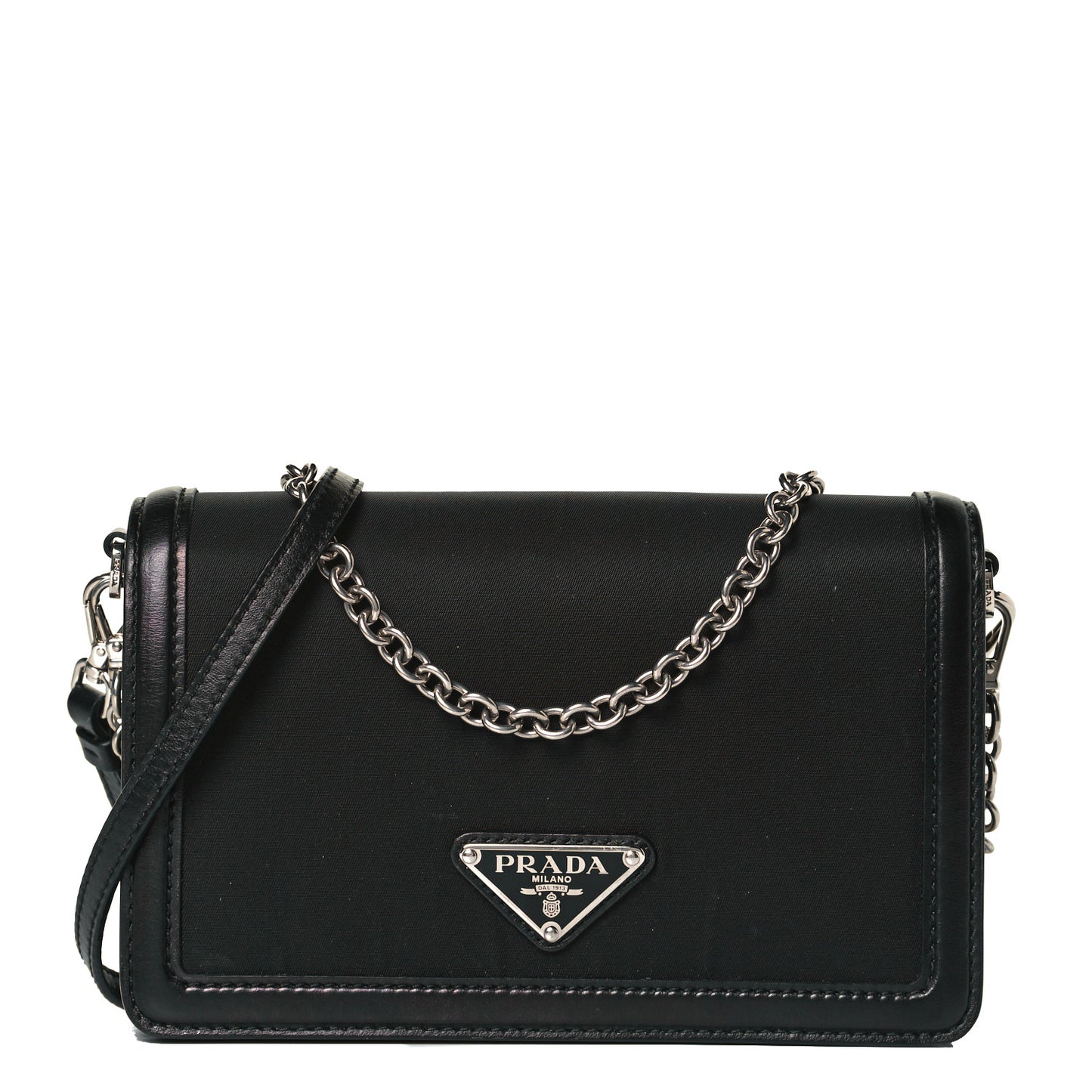 Nylon Calfskin Mini Crossbody Bag Black
