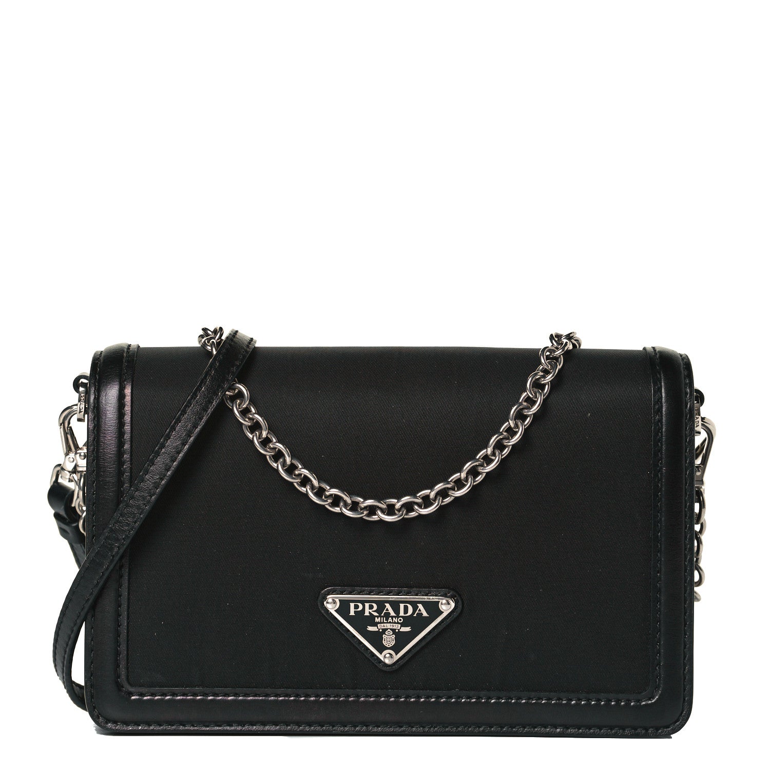 Prada Nylon Calfskin Mini Crossbody Bag Black 1 of 6