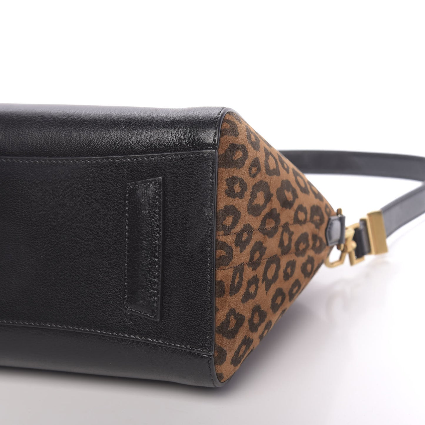Suede Goatskin Leopard Small Antigona Black Chestnut