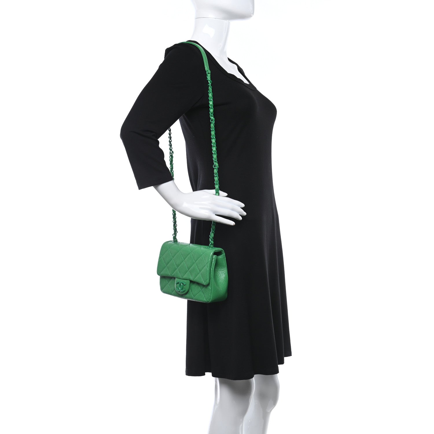 Chanel Caviar Quilted Mini Incognito Square Flap Green 2 of 11