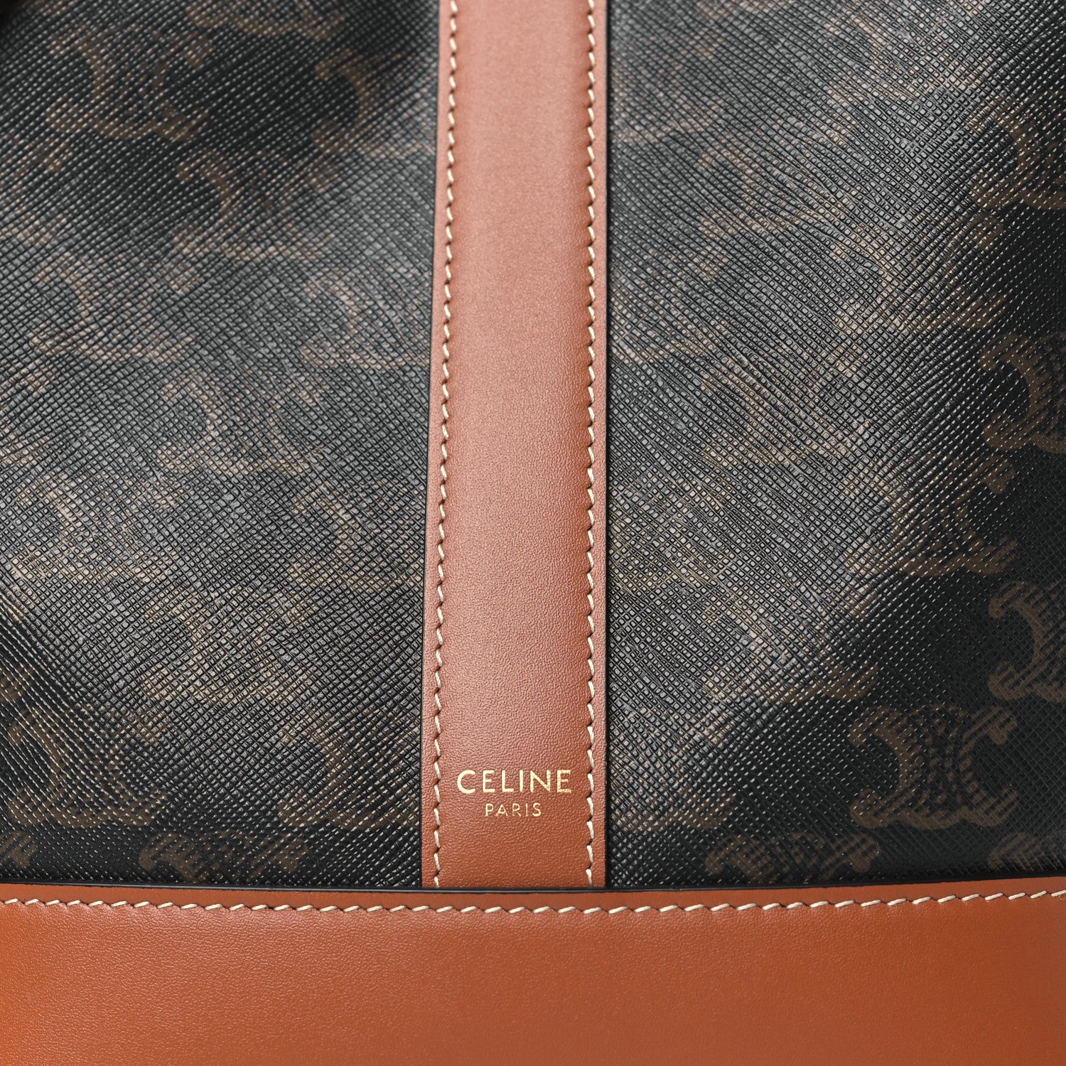 Celine Triomphe Canvas Calfskin Small Bucket Bag Tan 8 of 10
