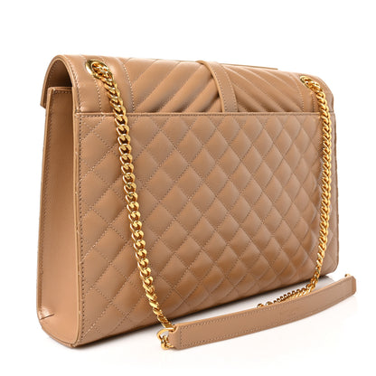 Saint Laurent Grain De Poudre Large Tri-Quilt Monogram Satchel Dark Beige 6 of 22