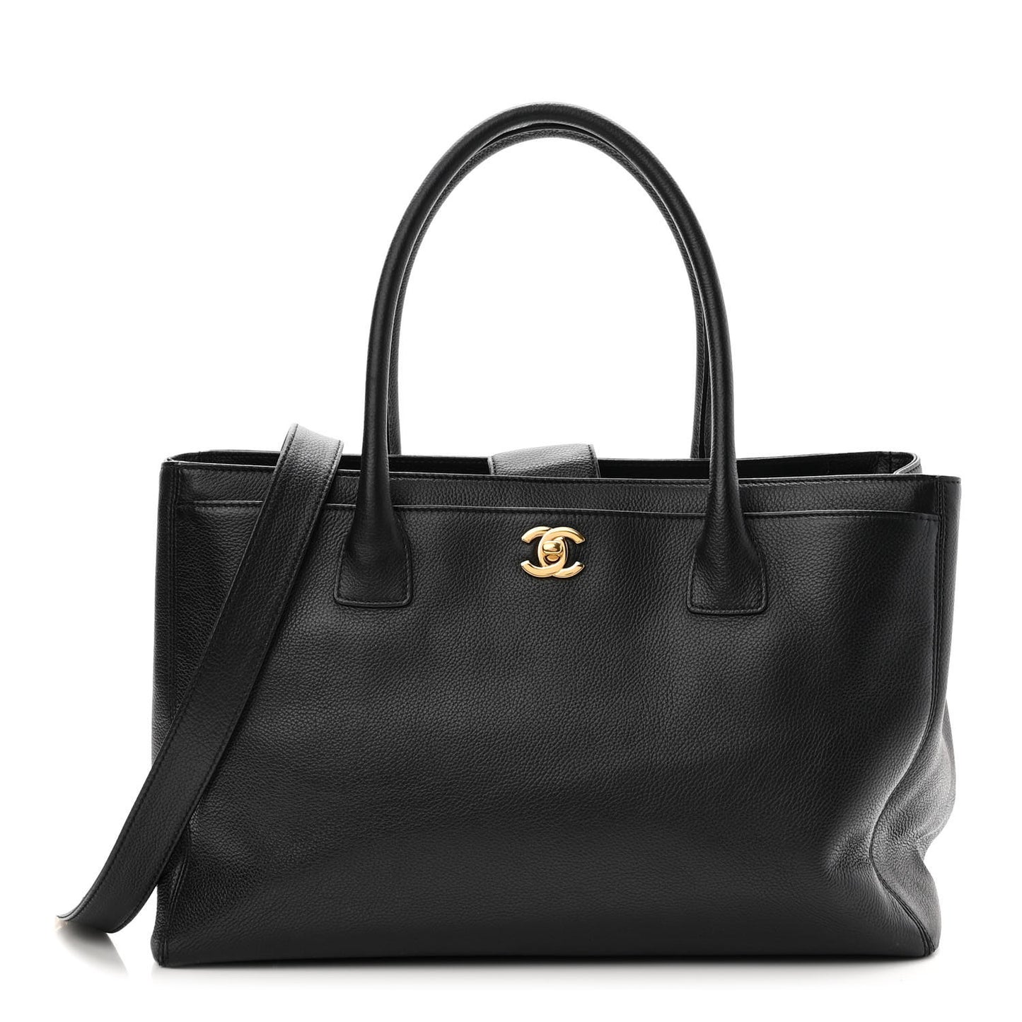 Calfskin Cerf Executive Shopper Tote Black