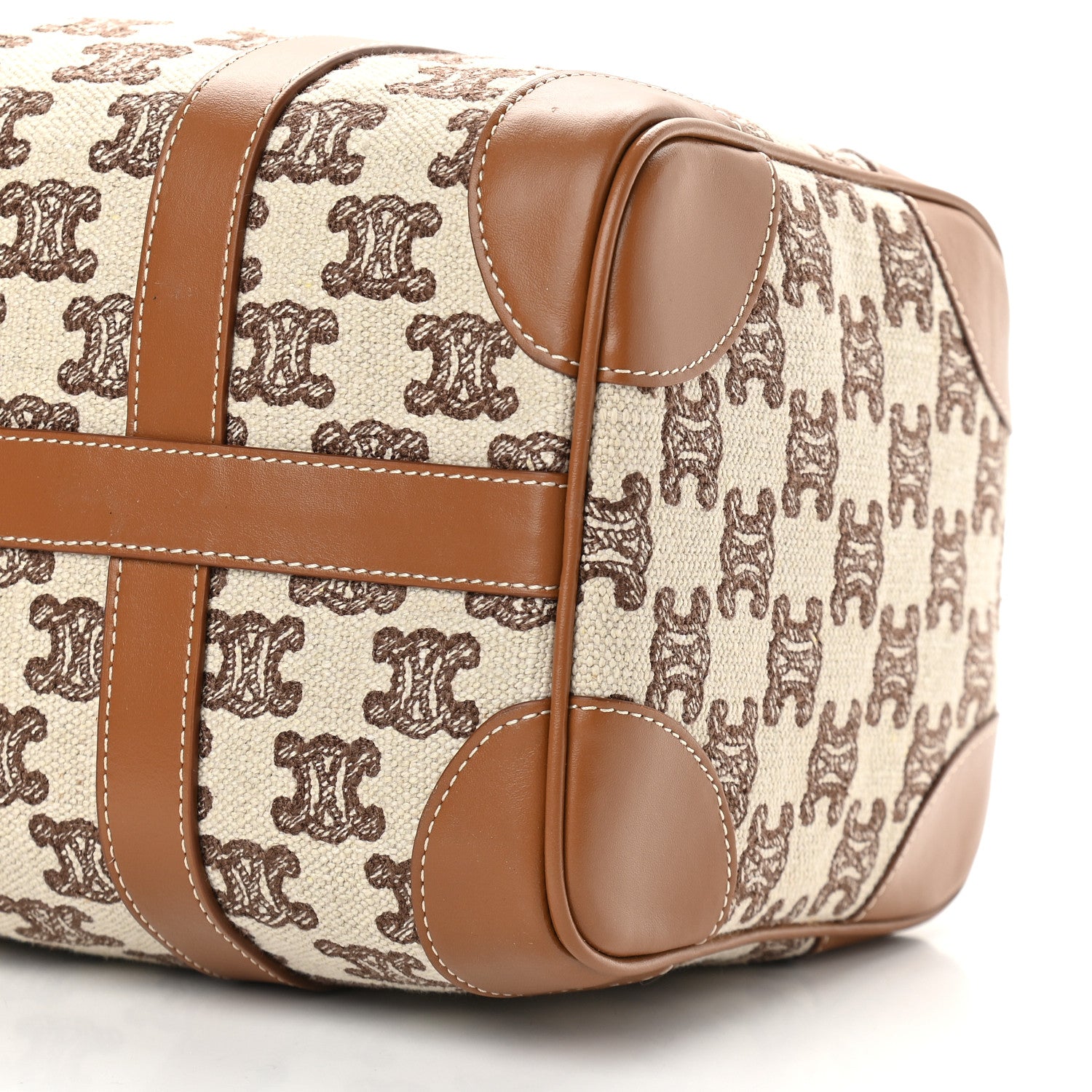 Celine Triomphe Textile Calfskin Small Boston Bag Brown 7 of 7