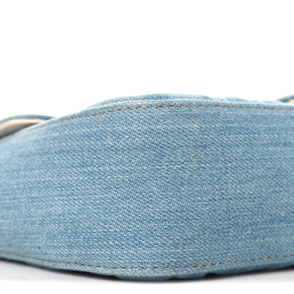 Gucci Denim Matelasse Mini Pearly GG Marmont Shoulder Bag Blue 9 of 10