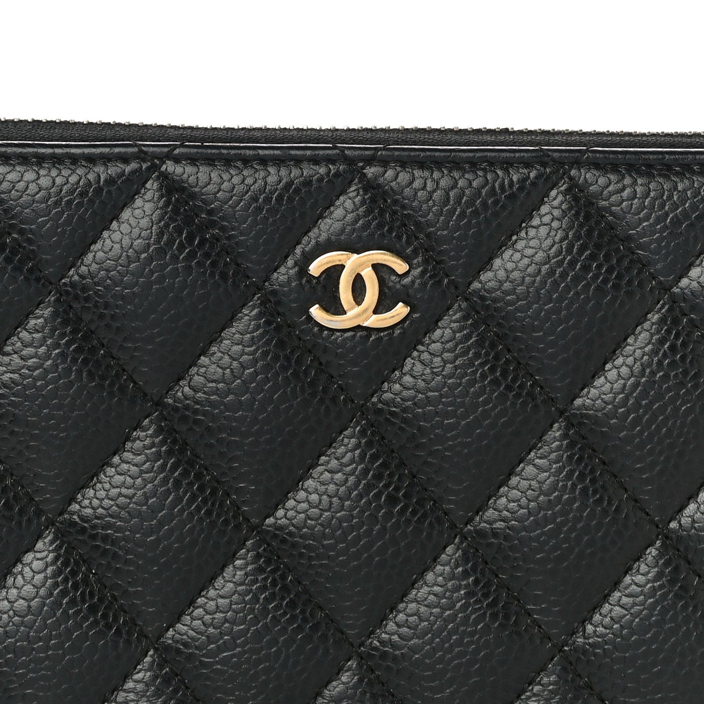 Caviar Quilted Large Gusset Zip Around Wallet Black