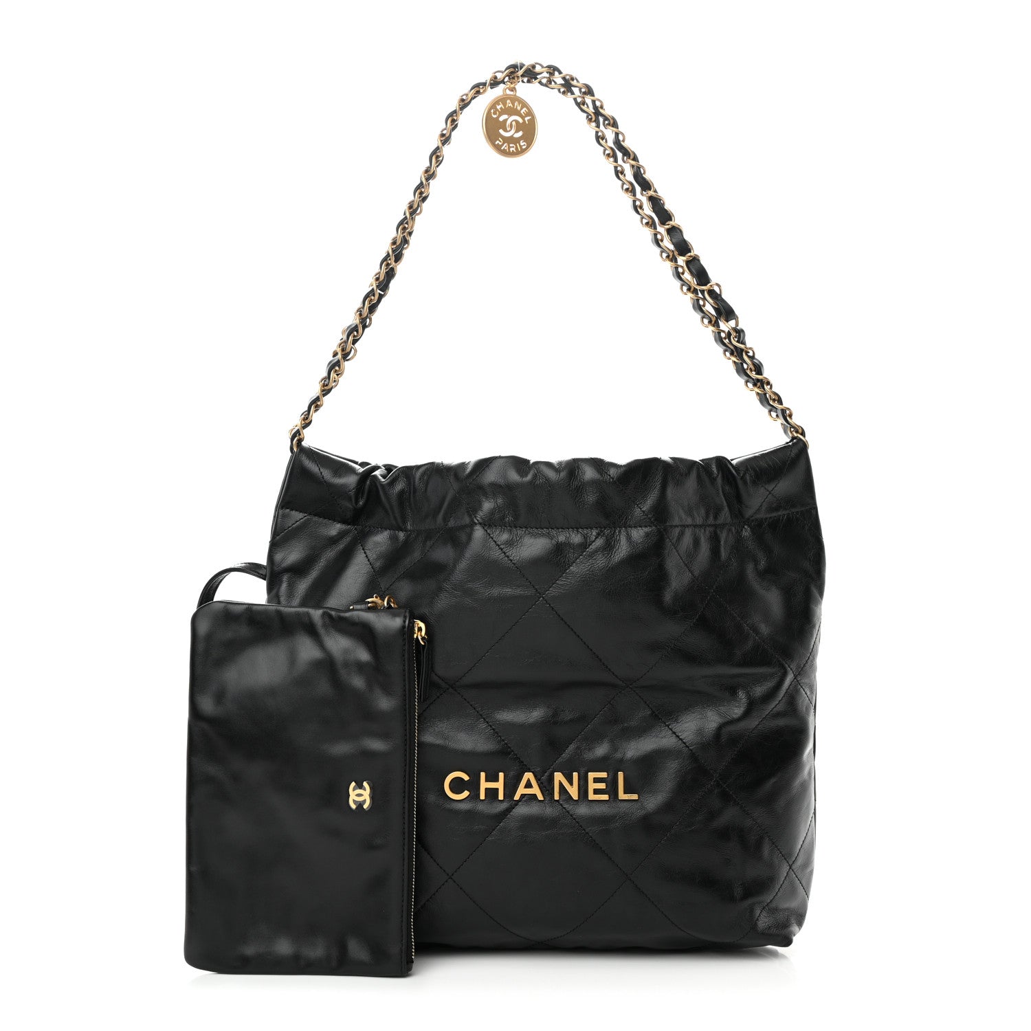Chanel Shiny Calfskin Quilted Small Chanel 22 Black 1 of 16