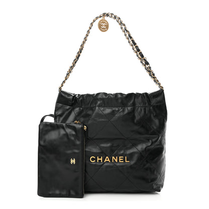 Chanel Shiny Calfskin Quilted Small Chanel 22 Black 1 of 16