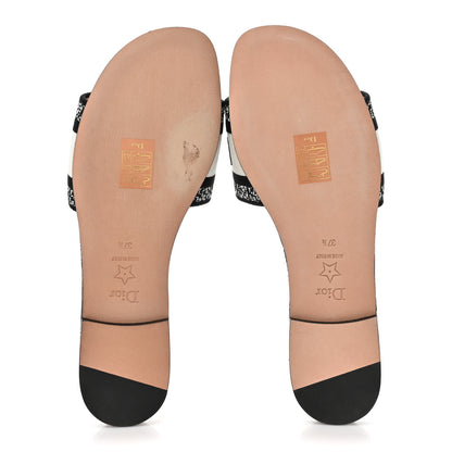 Christian Dior Canvas Embroidered New York Dway Mules Slide Sandals 37.5 White Black 5 of 9