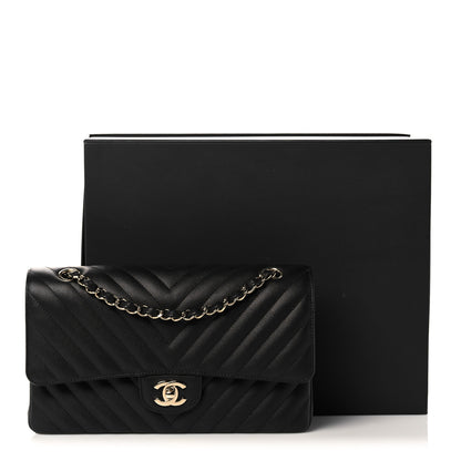 Chanel Caviar Chevron Quilted Medium Double Flap Black 13 of 13