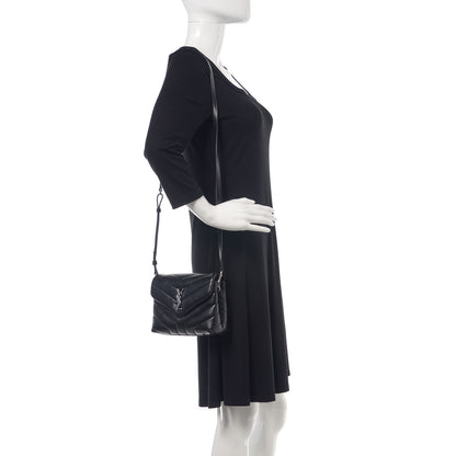 Saint Laurent Calfskin Y Quilted Monogram Toy Loulou Crossbody Bag Black 2 of 11