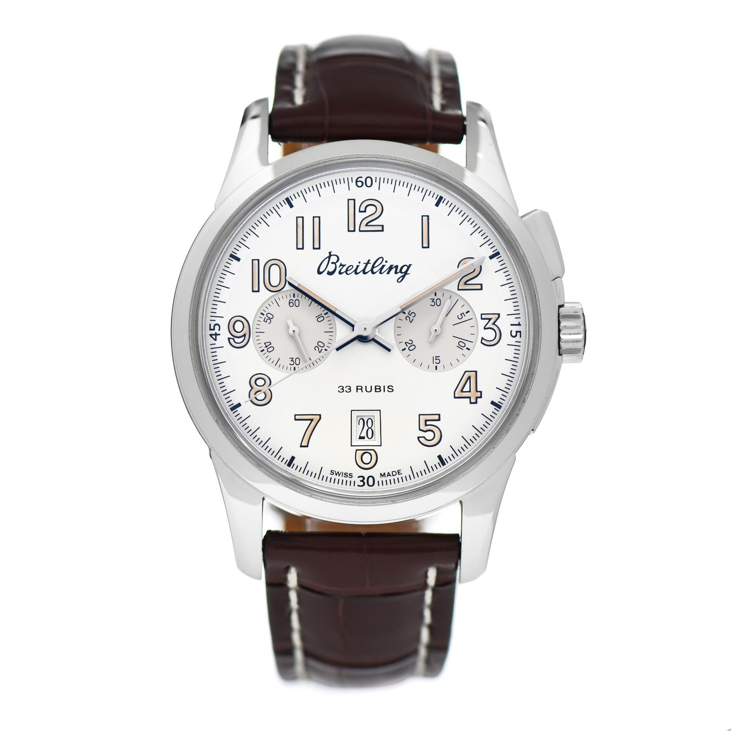 Stainless Steel Alligator 43mm Transocean Chronograph Limited Edition Automatic Watch AB1411