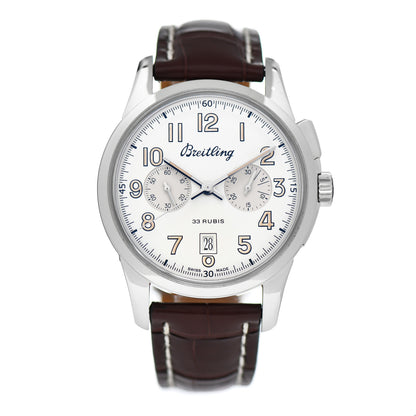 Breitling Stainless Steel Alligator 43mm Transocean Chronograph Limited Edition Automatic Watch AB1411 1 of 5