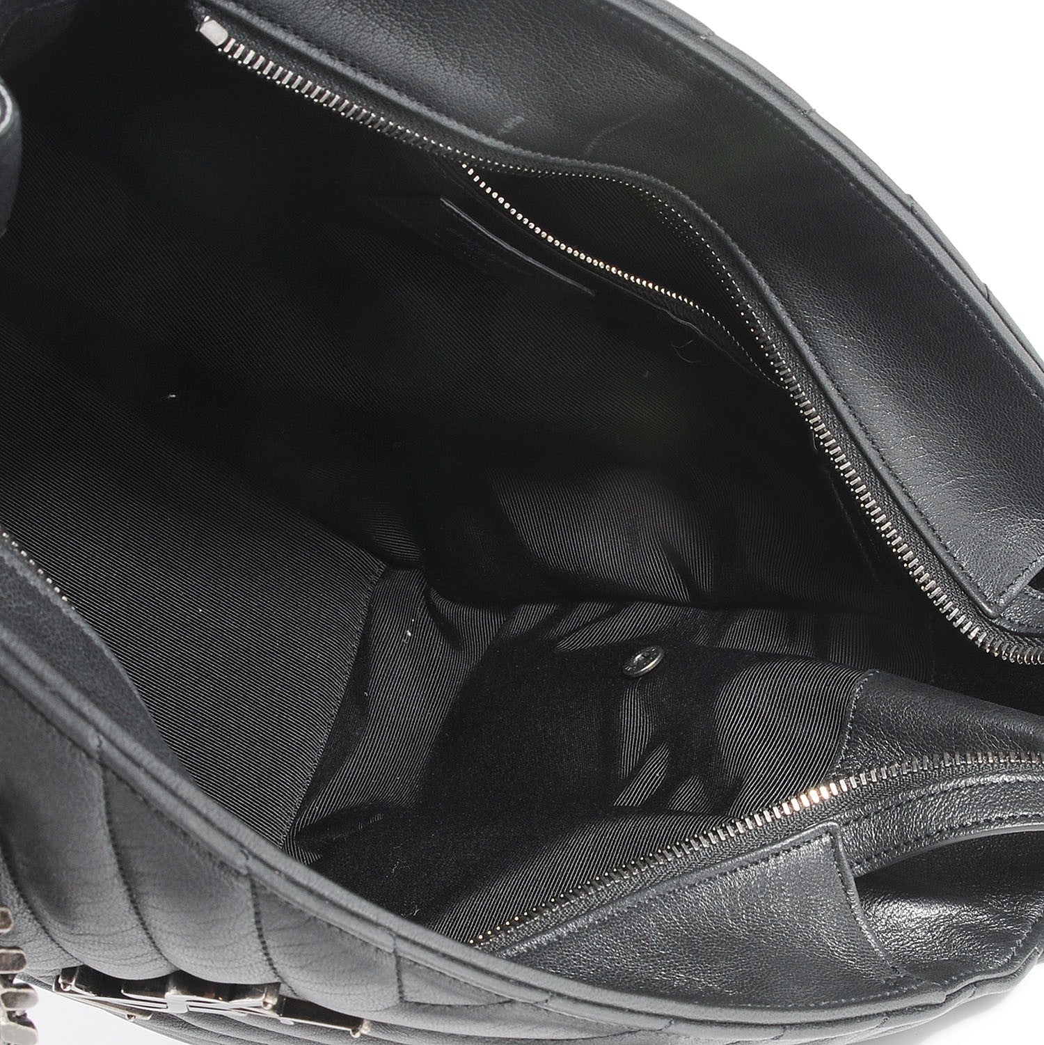 Saint Laurent Sheepskin Matelasse Chevron Large Monogram Shopper Black 5 of 9