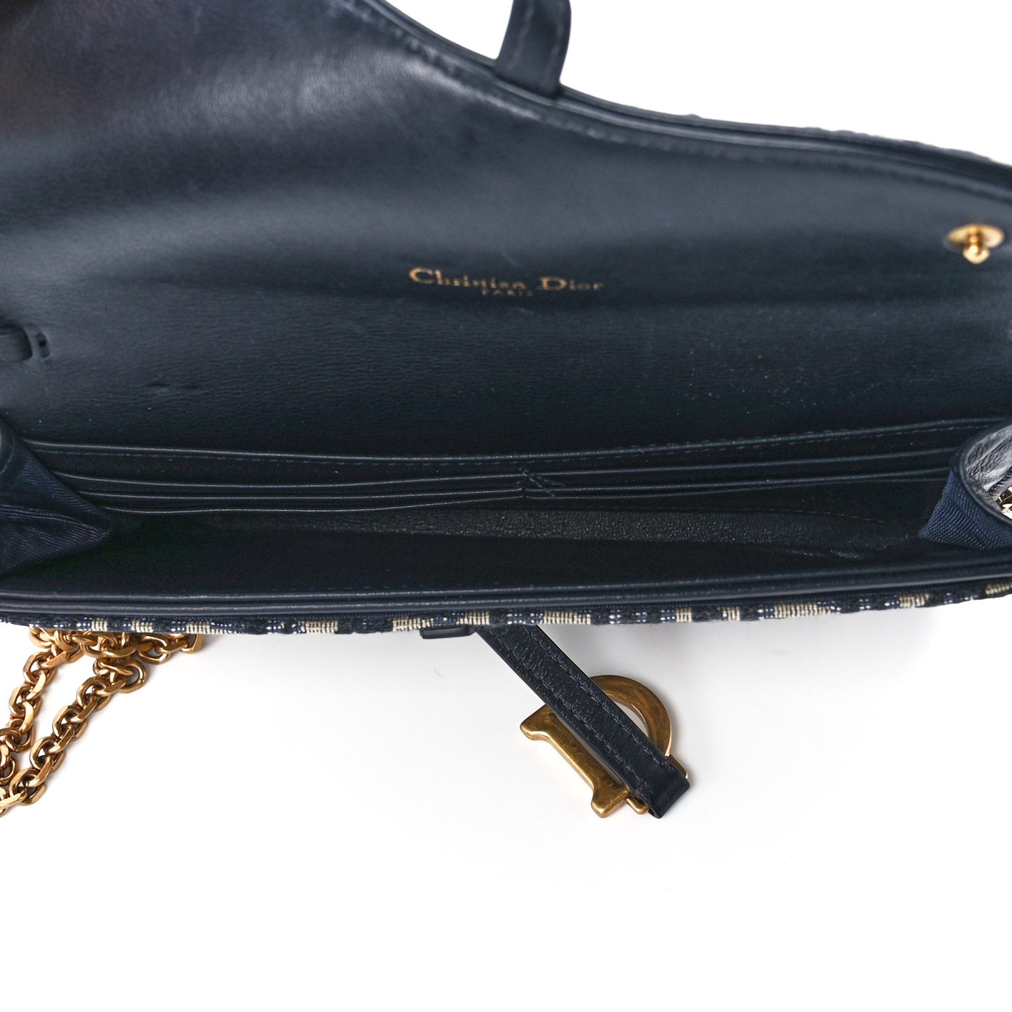 Oblique Saddle Chain Long Wallet Blue