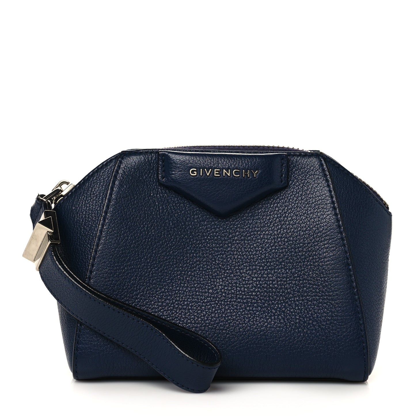 Sugar Goatskin Small Antigona Beauty Wristlet Navy