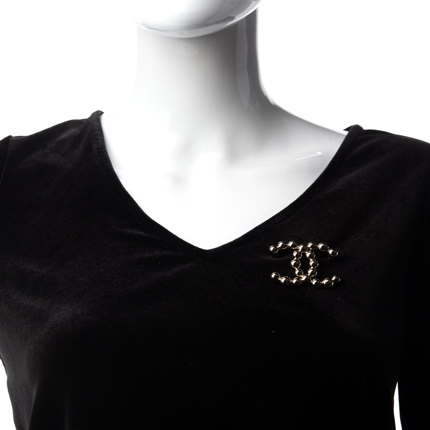 Chanel Metal Beaded CC Brooch Gold 2 of 4