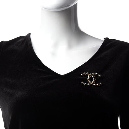 Chanel Metal Beaded CC Brooch Gold 2 of 4