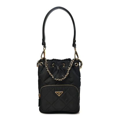 Prada Re-Nylon Saffiano Stitched Re-Edition 1995 Chaine Drawstring Bucket Bag Black 1 of 10