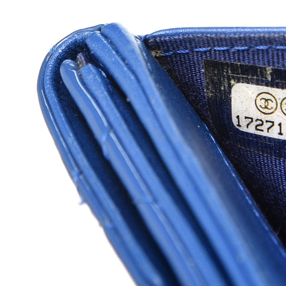 Chanel Patent Quilted Compact French Flap Wallet Blue 11 of 12