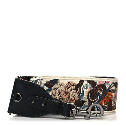 Christian Dior Canvas Embroidered Jardin D'Hive Shoulder Strap Ecru Multicolor 1 of 4
