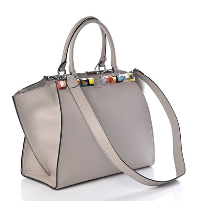 Fendi VItello Dolce Studded Petite 3Jours Tote Grigio Polvere Multicolor 3 of 9