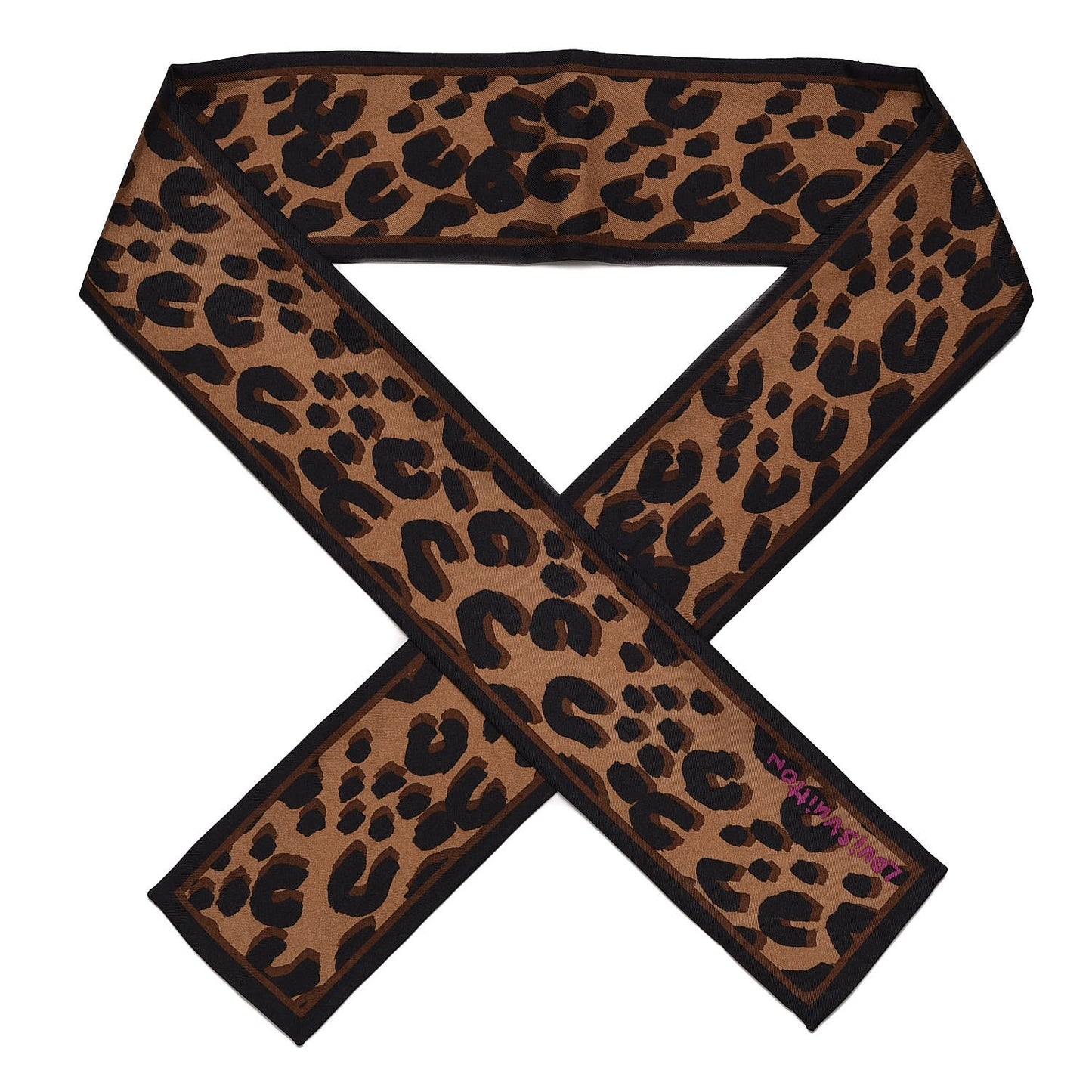 Silk Leopard Bandeau Scarf Marron
