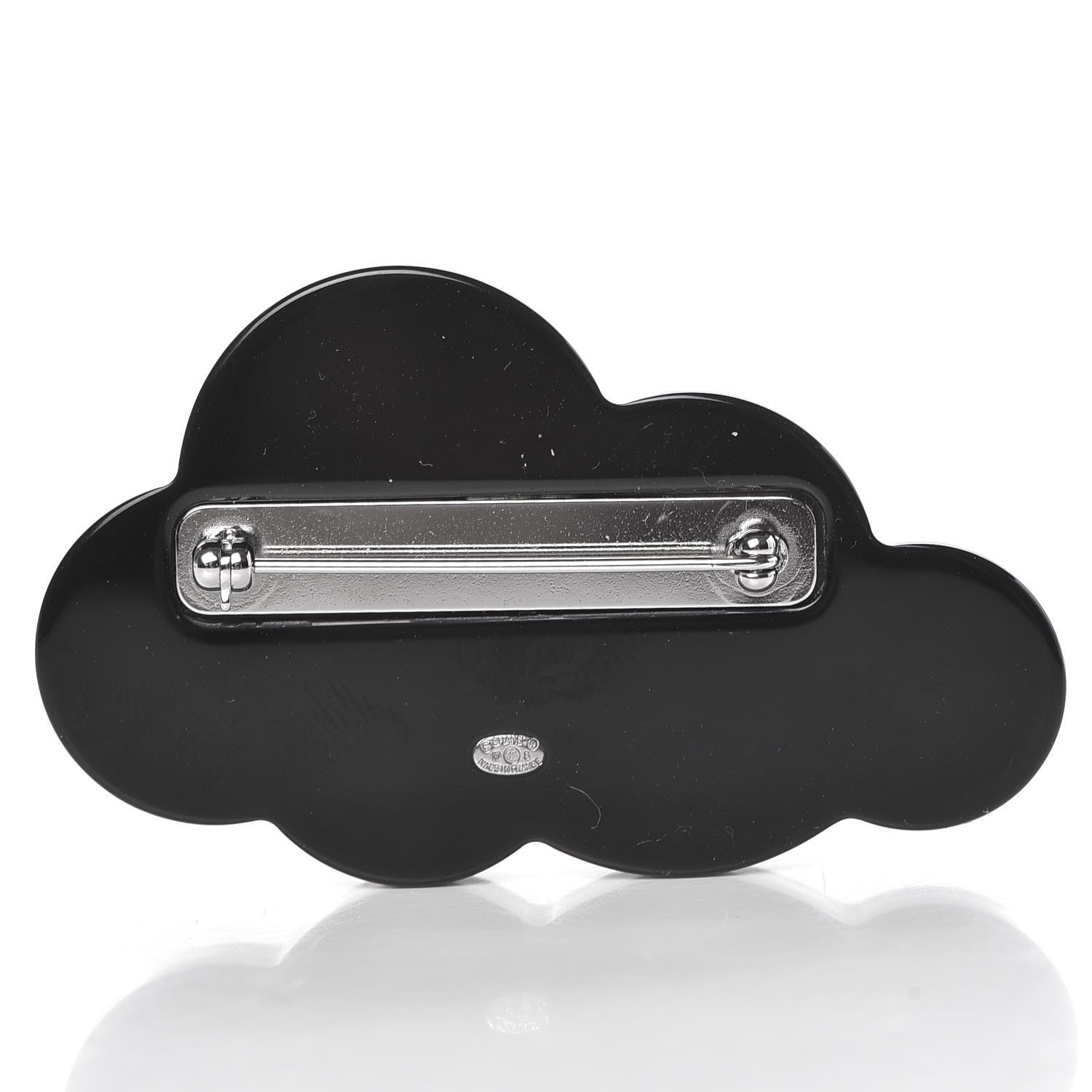 Chanel Glittered Resin Crystal Pearl CC Cloud Brooch Black Silver 3 of 5