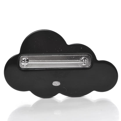 Chanel Glittered Resin Crystal Pearl CC Cloud Brooch Black Silver 3 of 5