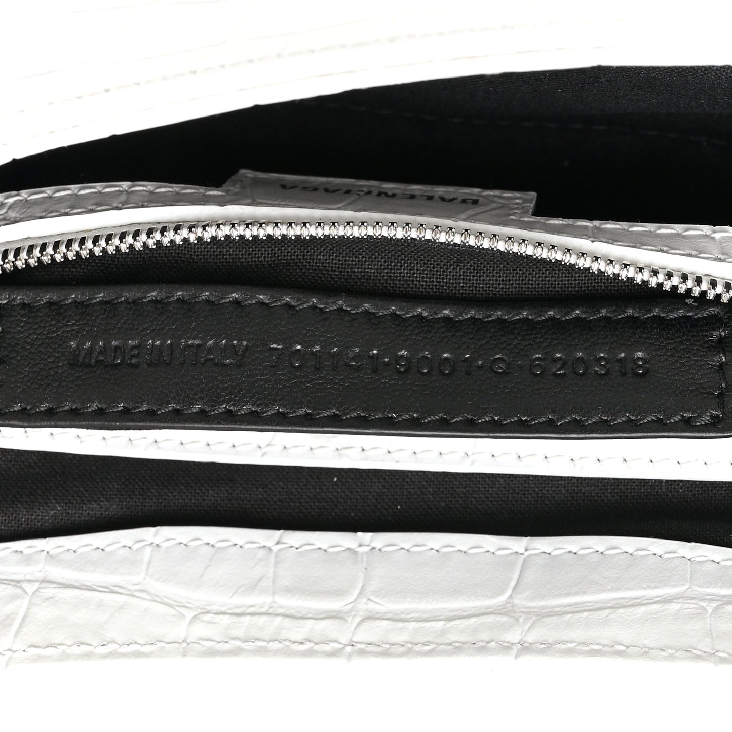Calfskin Crocodile Embossed Small Lindsay Shoulder Bag Optic White