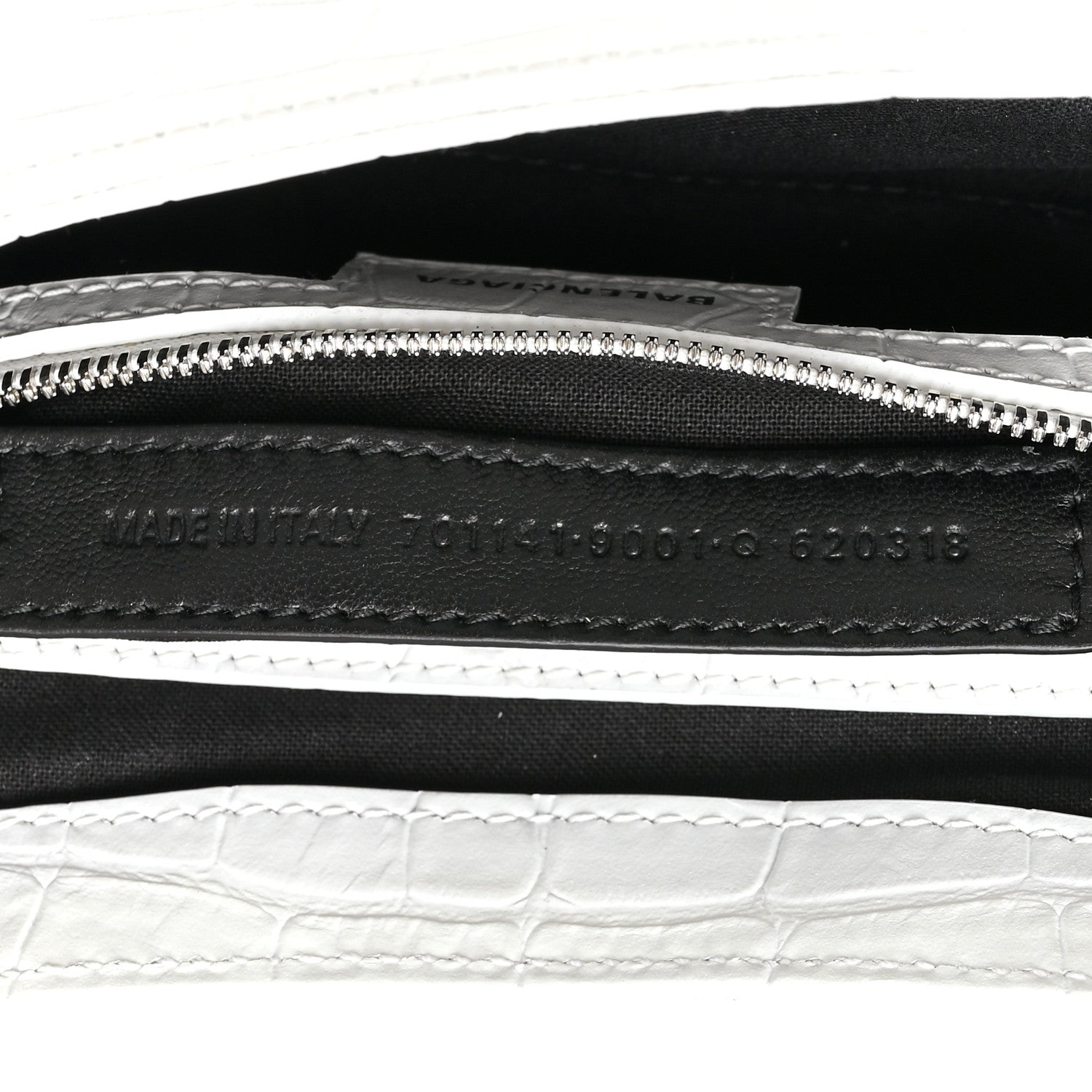 Balenciaga Calfskin Crocodile Embossed Small Lindsay Shoulder Bag Optic White 7 of 11