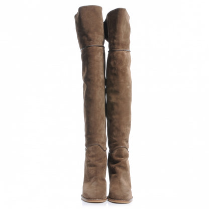 Louis Vuitton Suede Over The Knee Heeled Boots 38.5 Tan 4 of 10