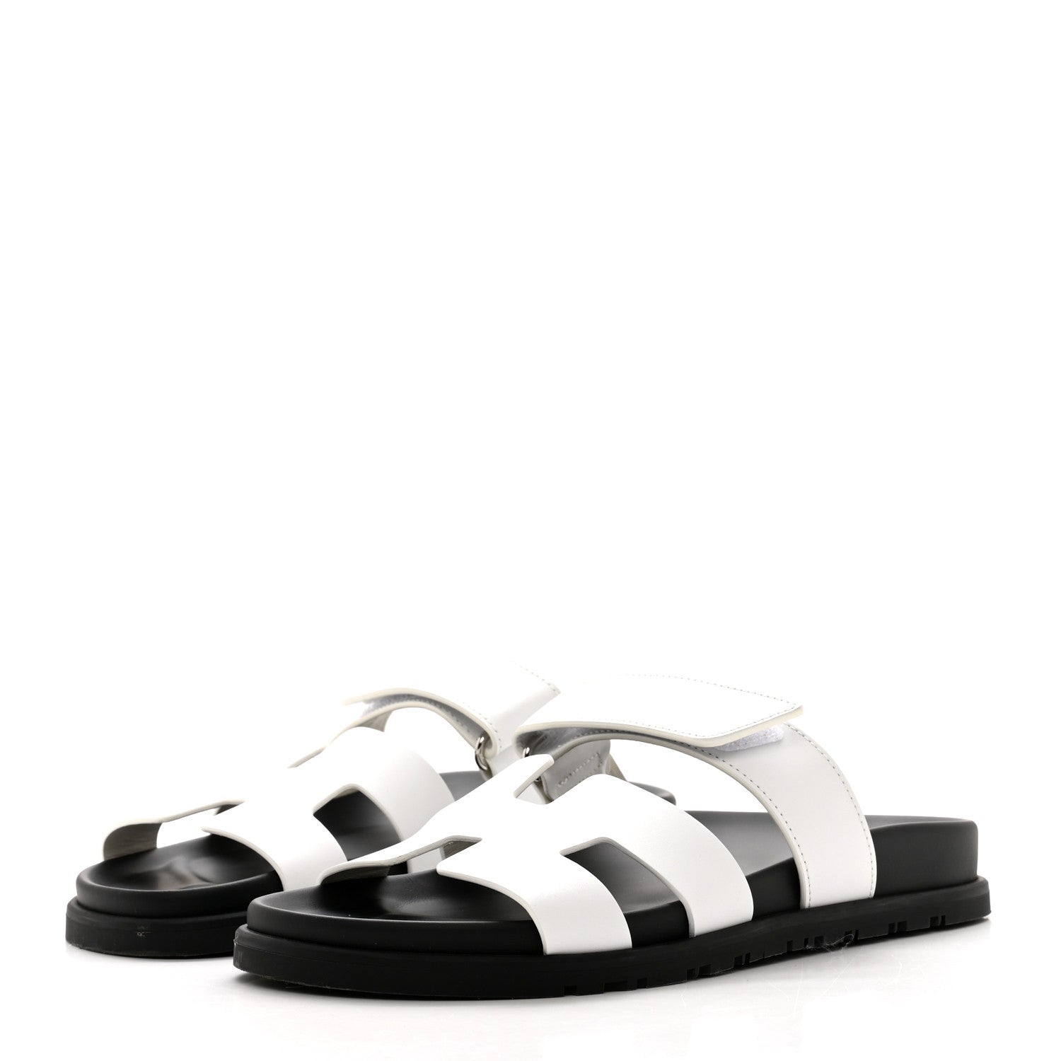 Hermes Calfskin Womens Chypre Sandals 37 White 3 of 9