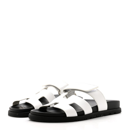 Hermes Calfskin Womens Chypre Sandals 37 White 3 of 9