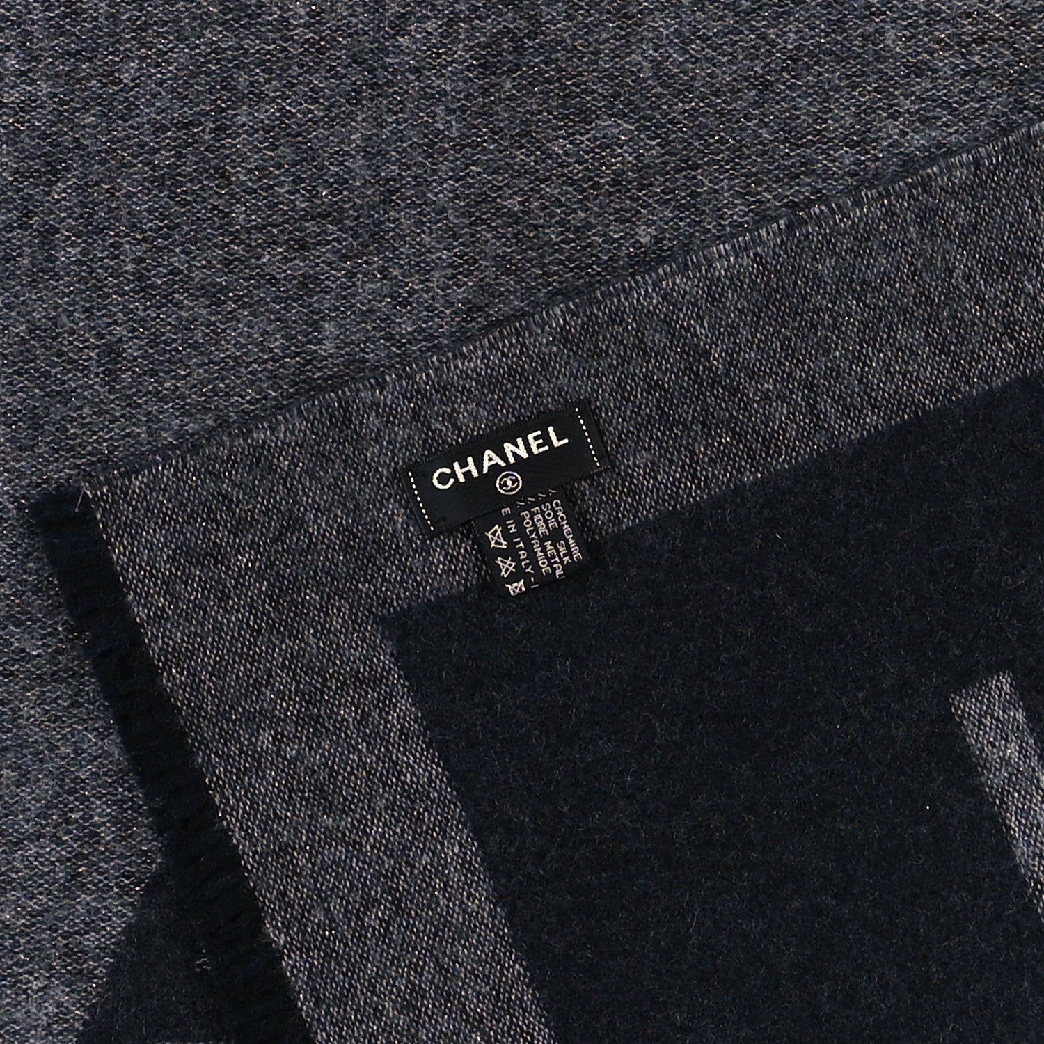 Chanel Cashmere Silk CC Scarf Black 3 of 3