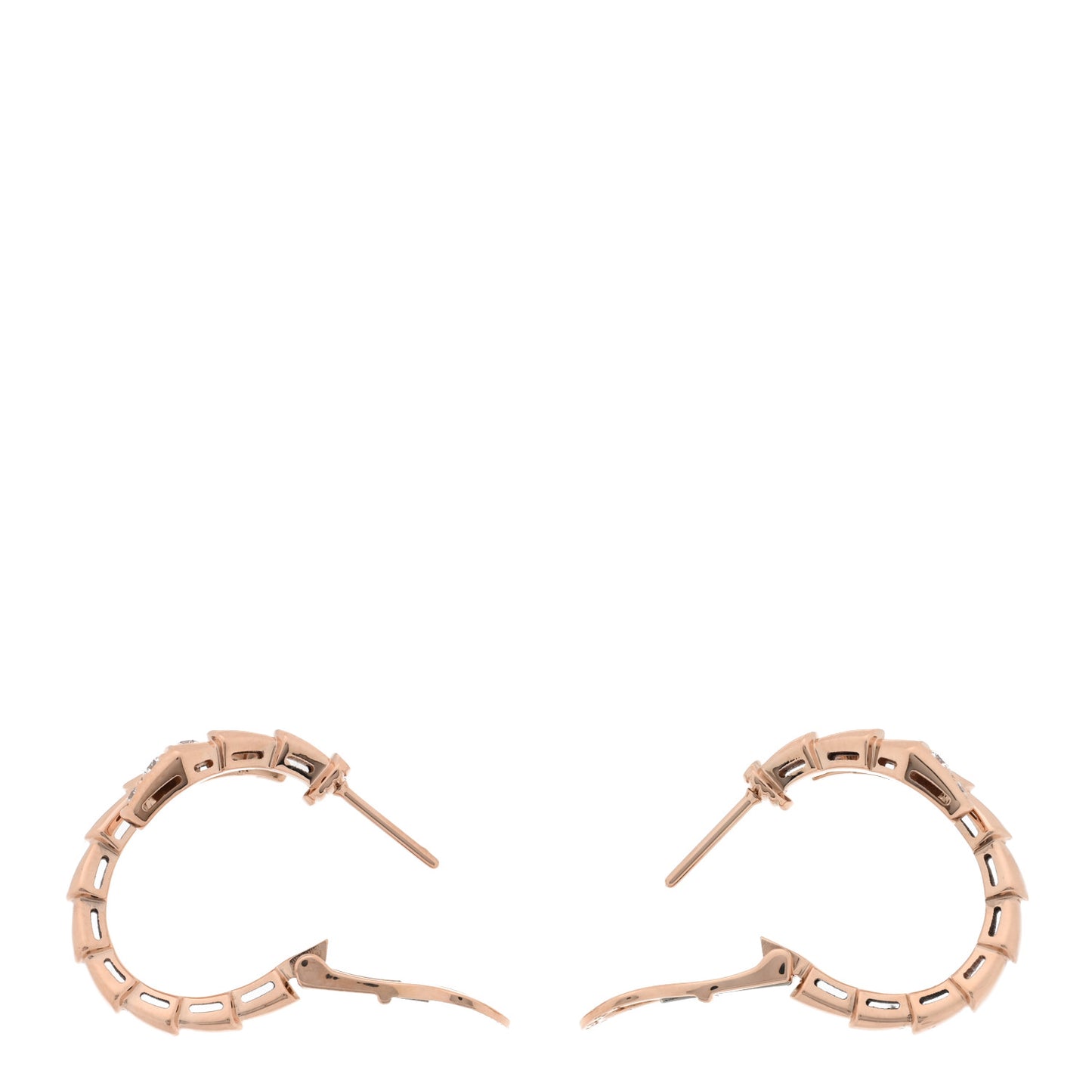 18K Rose Gold Diamond Serpenti Viper Hoop Earrings