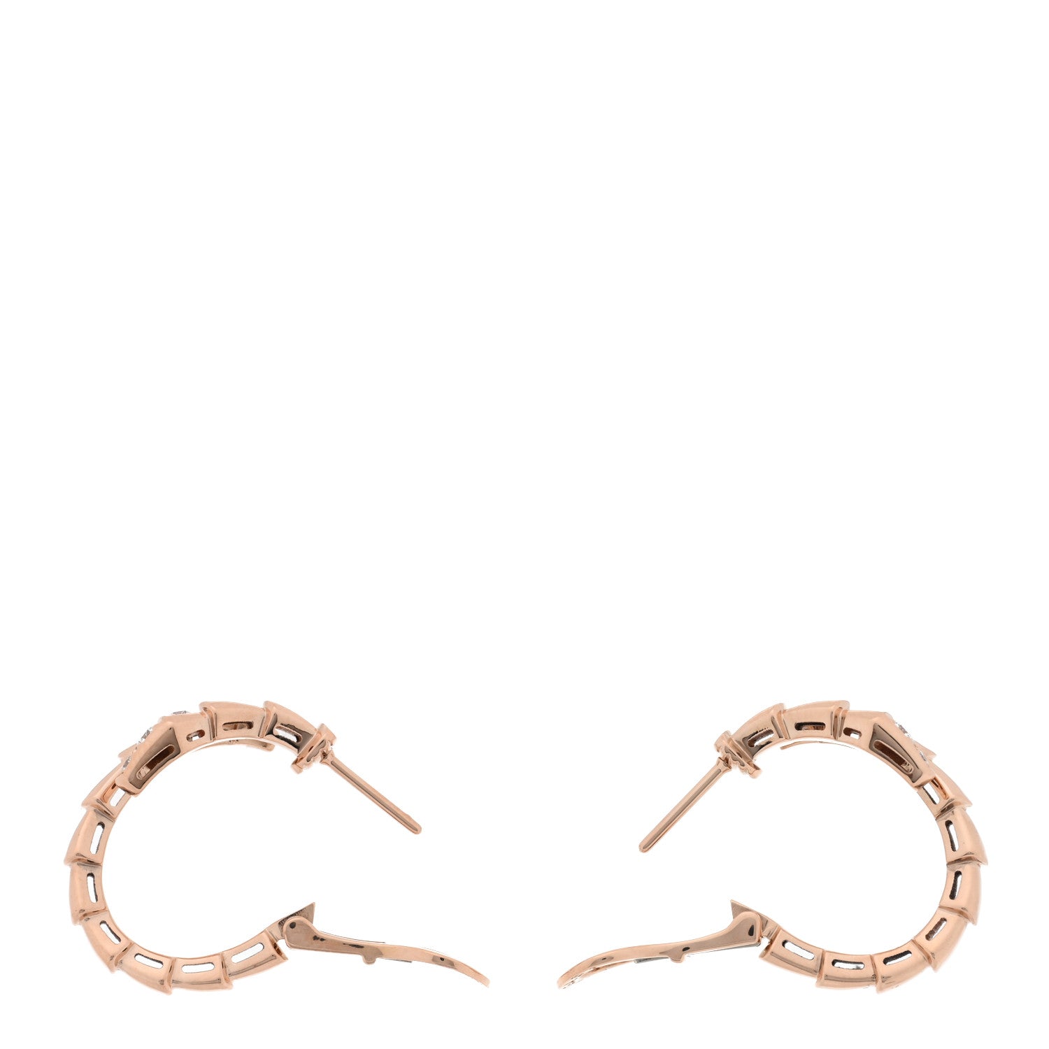 Bulgari 18K Rose Gold Diamond Serpenti Viper Hoop Earrings 3 of 5