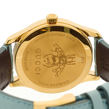 Gucci Stainless Steel Calfskin 38mm G-Timeless Quartz Watch Light Blue 4 of 5