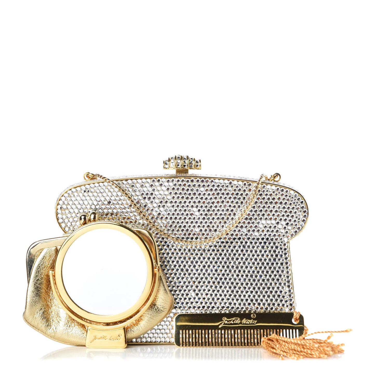 Swarovski Crystal Minaudiere Clutch Silver