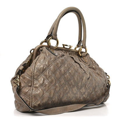 Marc Jacobs Snakeskin Embossed Calfskin Quilted Studded Beige 3 of 9