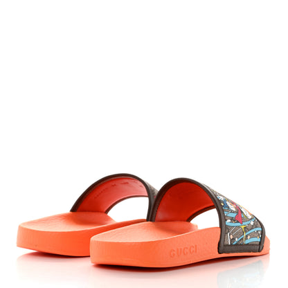 Gucci X DISNEY GG Supreme Monogram Donald Duck Mens Slide Sandals 38 Beige Ebony New Acero 4 of 10
