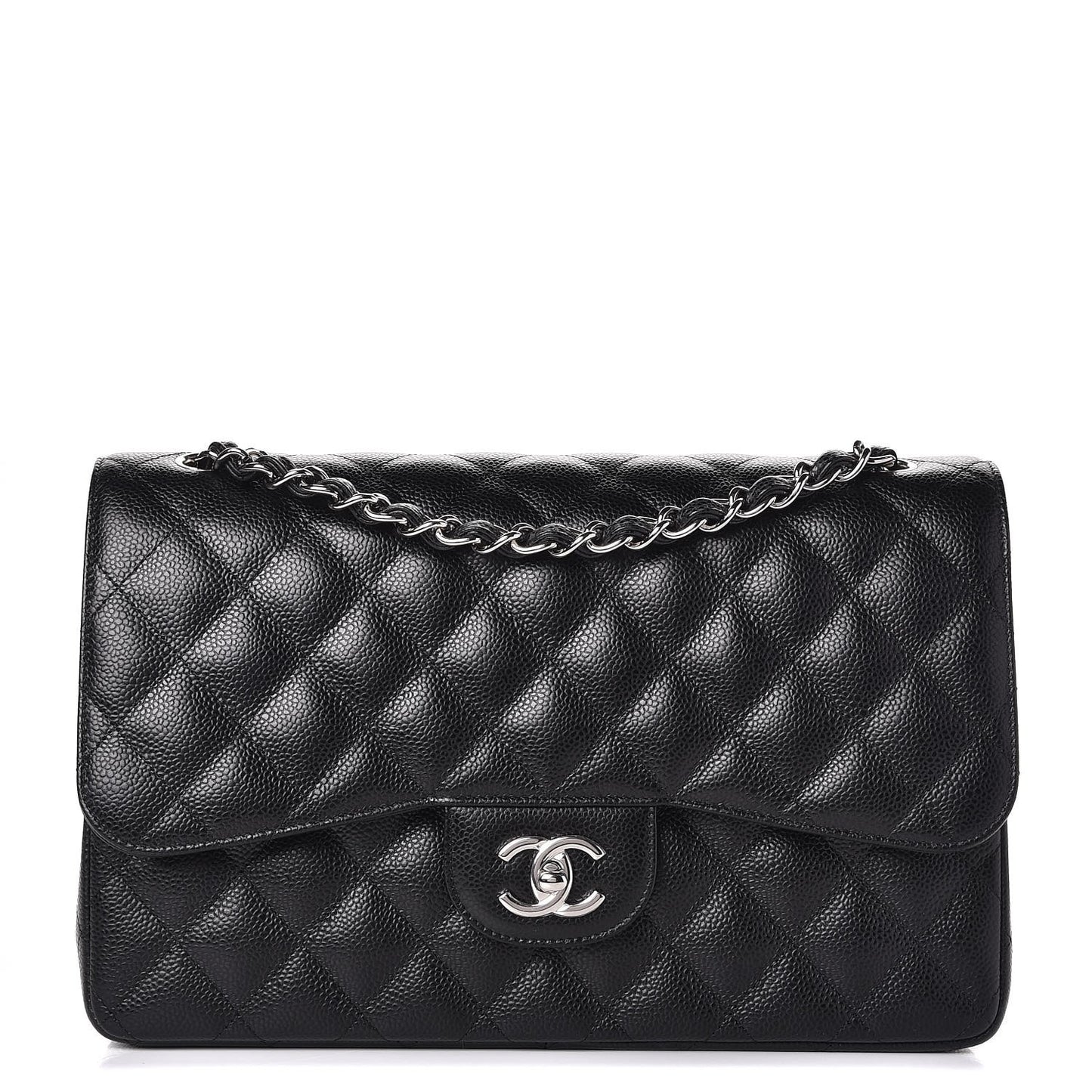 Caviar Quilted Jumbo Double Flap Black