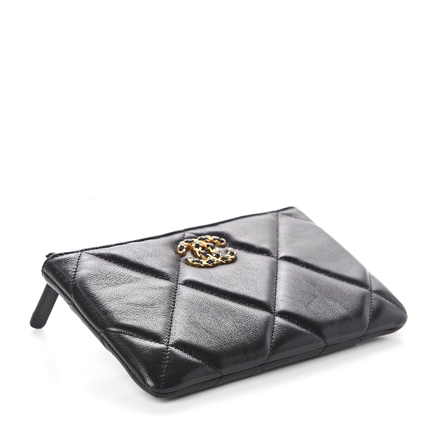 Goatskin Quilted 19 Cosmetic Case Black