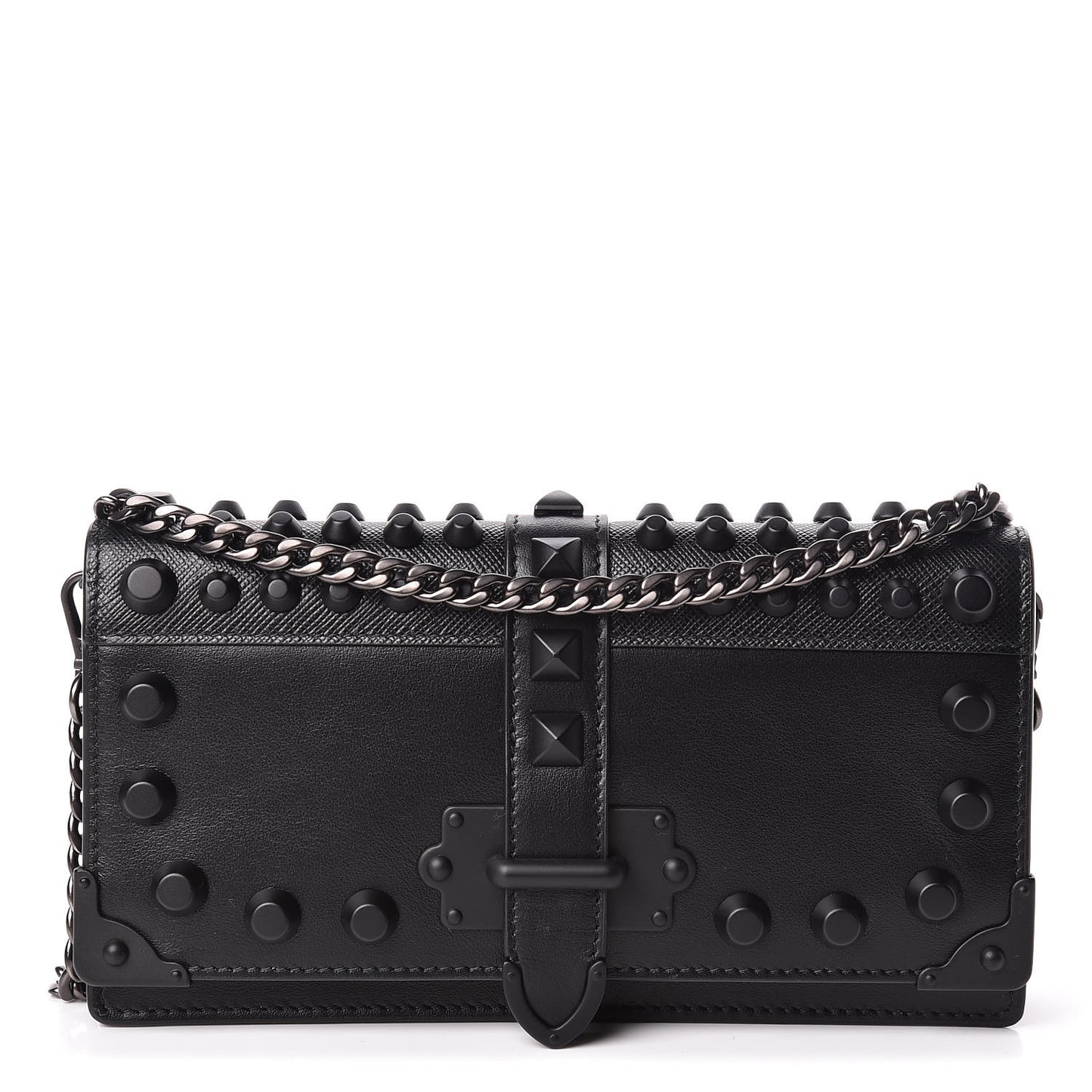 City Calfskin Cahier Studded Mini Bag Black