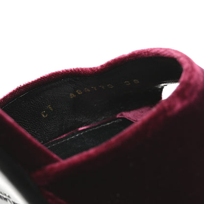 Saint Laurent Velvet Platform Sandals 38 Burgundy 8 of 9