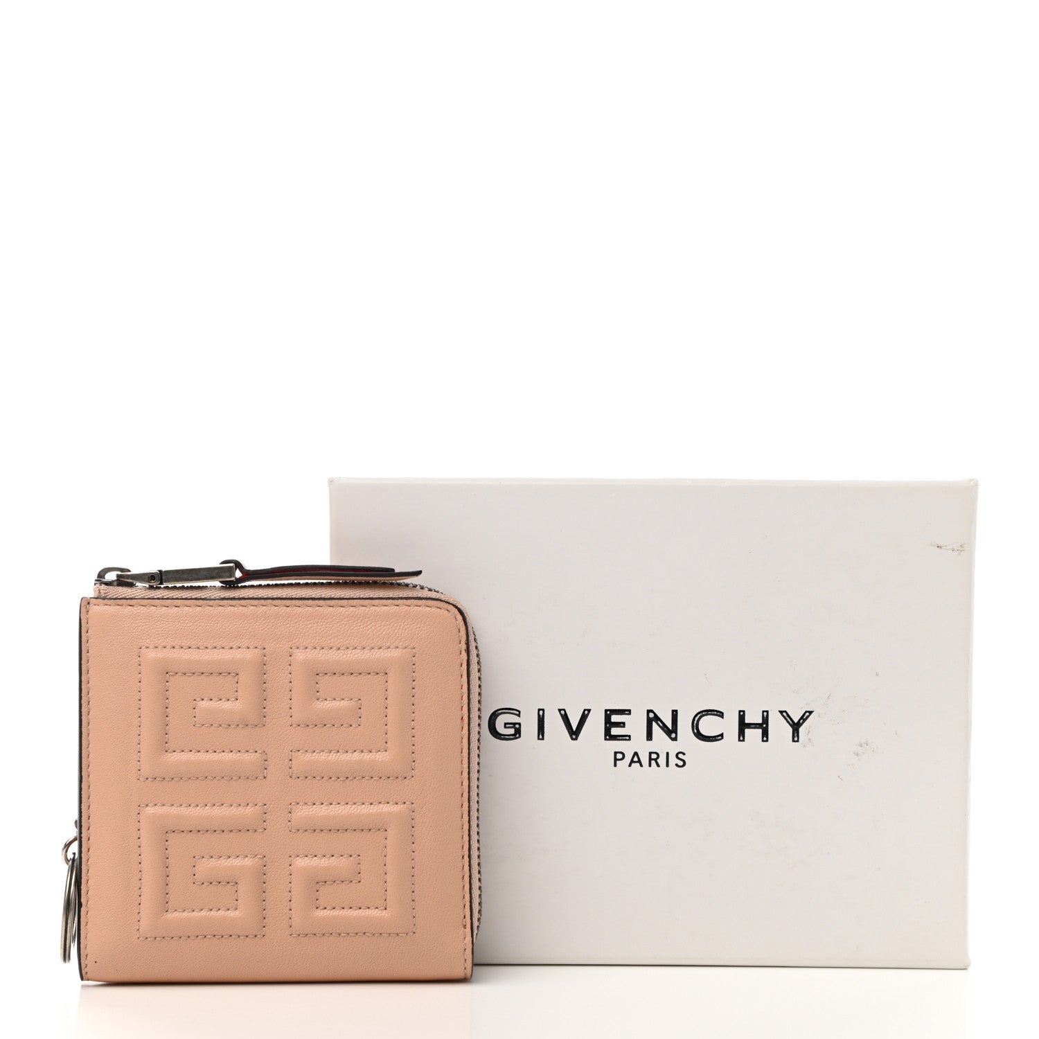 Givenchy Lambskin Logo Zip Around Compact Wallet Beige 8 of 8