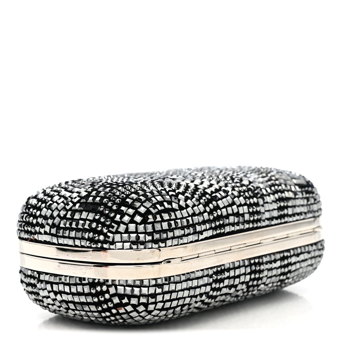 Crystal Knuckle Clutch Charm Silver Black Silver