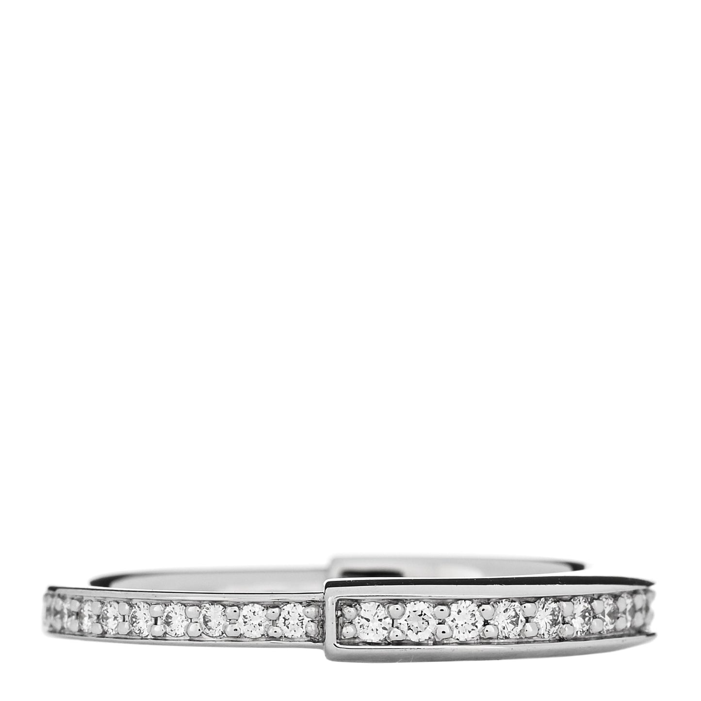 18K White Gold Diamond Lock Pave Ring 53 6.5