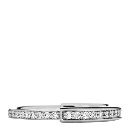 Tiffany 18K White Gold Diamond Lock Pave Ring 53 6.5 3 of 5