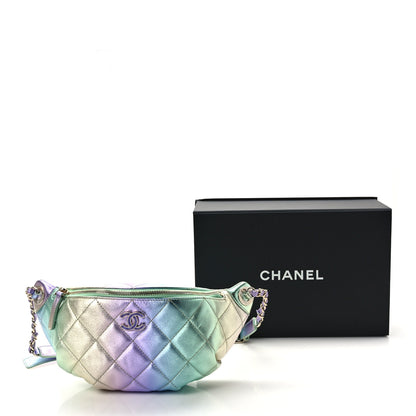 Chanel Gradient Metallic Lambskin Quilted Walking Mood Waist Bag Fanny Pack Pink Purple Green 10 of 10